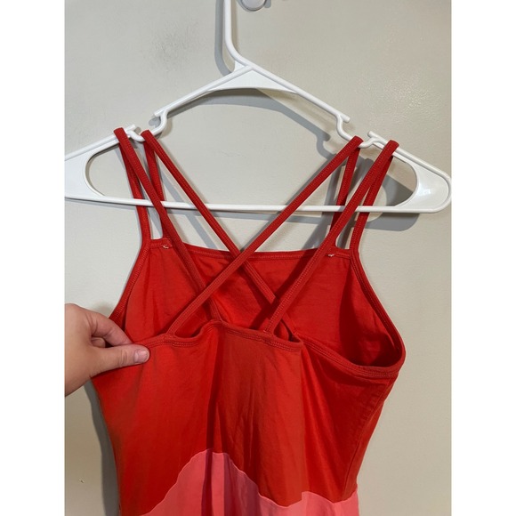 Pact Organic Cotton Strappy Fit and Flare Color Block Pink and Red Mini Dress - Picture 5 of 8